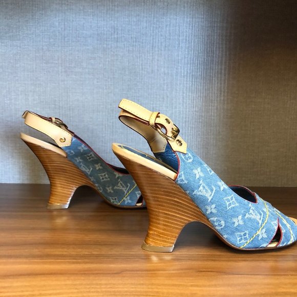 Louis Vuitton Blue Denim Monogram Sandals - Picture 6 of 8